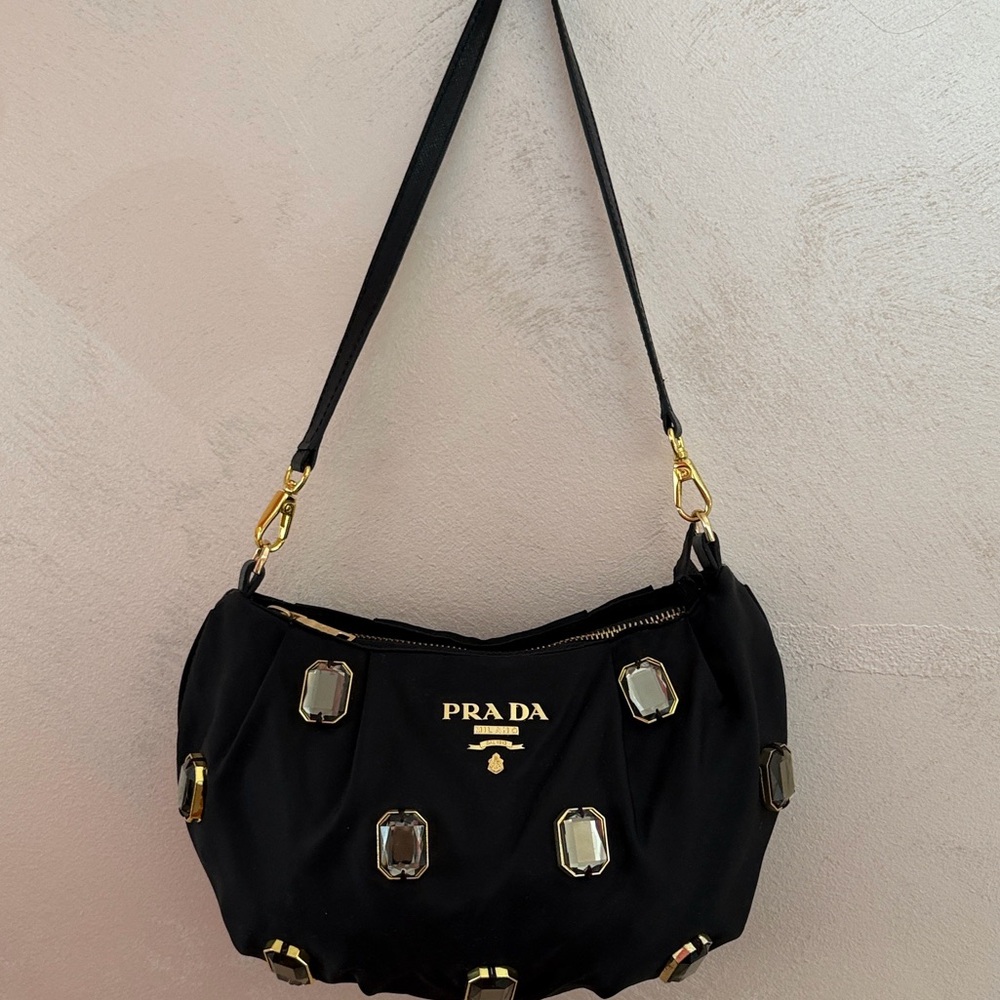 Prada Black and Gold Shoulder Bag